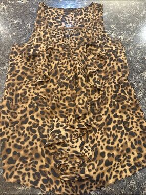 mine Leopard-Print Ruffle Camisole in Brown and Black